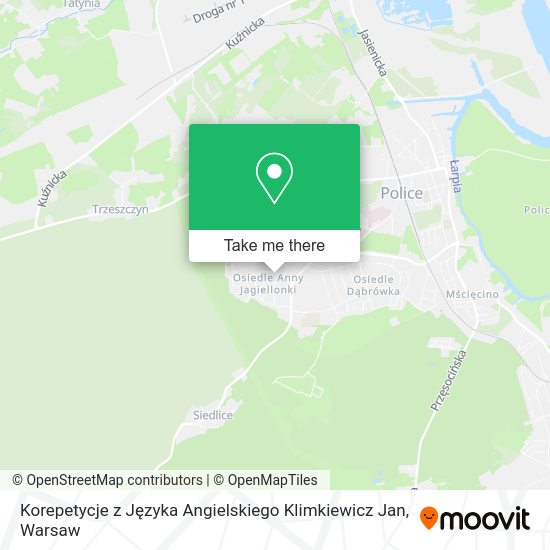 Korepetycje z Języka Angielskiego Klimkiewicz Jan map