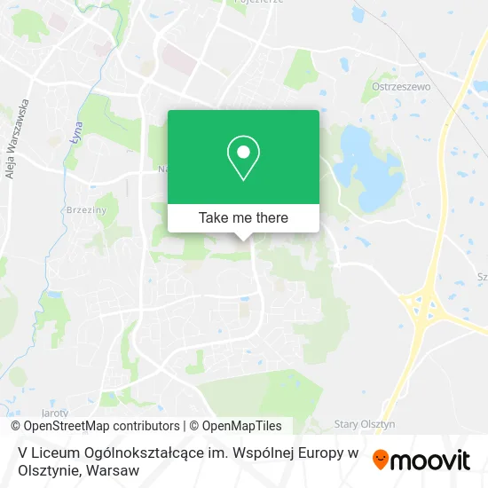 V Liceum Ogólnokształcące im. Wspólnej Europy w Olsztynie map