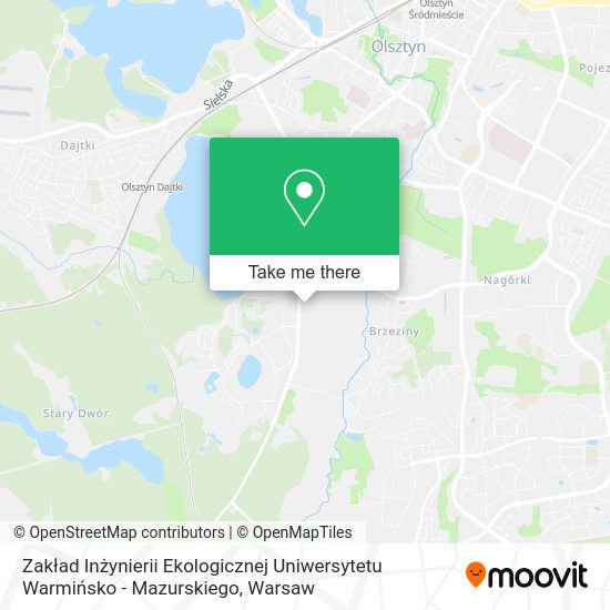 Zakład Inżynierii Ekologicznej Uniwersytetu Warmińsko - Mazurskiego map