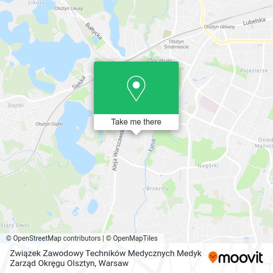 Związek Zawodowy Techników Medycznych Medyk Zarząd Okręgu Olsztyn map