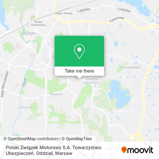 Polski Związek Motorowy S.A. Towarzystwo Ubezpieczeń. Oddział map