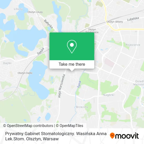 Prywatny Gabinet Stomatologiczny. Wasińska Anna Lek.Stom. Olsztyn map