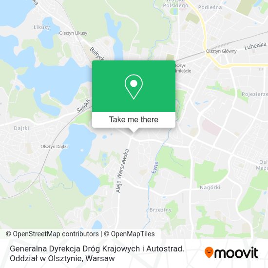 Generalna Dyrekcja Dróg Krajowych i Autostrad. Oddział w Olsztynie map