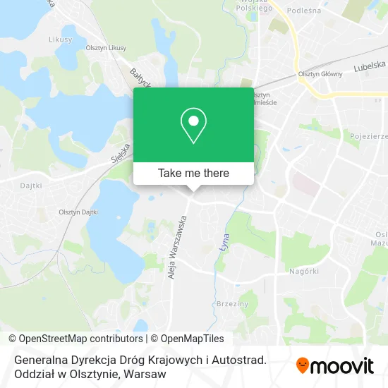 Generalna Dyrekcja Dróg Krajowych i Autostrad. Oddział w Olsztynie map