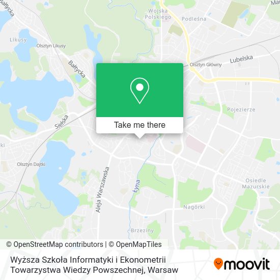 Wyższa Szkoła Informatyki i Ekonometrii Towarzystwa Wiedzy Powszechnej map