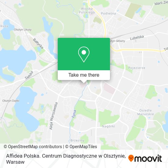 Affidea Polska. Centrum Diagnostyczne w Olsztynie map