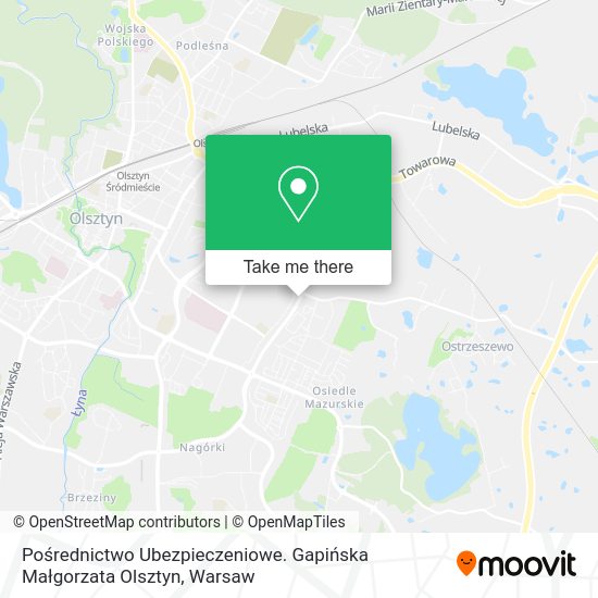 Pośrednictwo Ubezpieczeniowe. Gapińska Małgorzata Olsztyn map