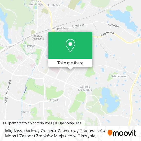 Карта Międzyzakładowy Związek Zawodowy Pracowników Mops i Zespołu Żłobków Miejskich w Olsztynie