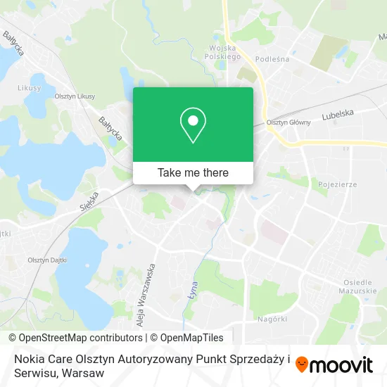 Nokia Care Olsztyn Autoryzowany Punkt Sprzedaży i Serwisu map