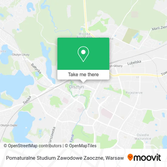 Карта Pomaturalne Studium Zawodowe Zaoczne