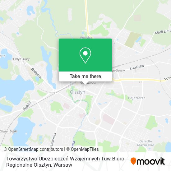 Карта Towarzystwo Ubezpieczeń Wzajemnych Tuw Biuro Regionalne Olsztyn