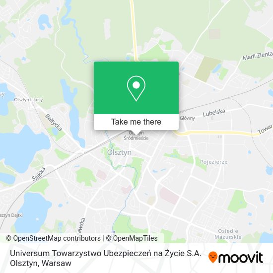 Universum Towarzystwo Ubezpieczeń na Życie S.A. Olsztyn map