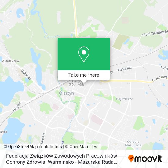 Federacja Związków Zawodowych Pracowników Ochrony Zdrowia. Warmińsko - Mazurska Rada Wojewódzka map