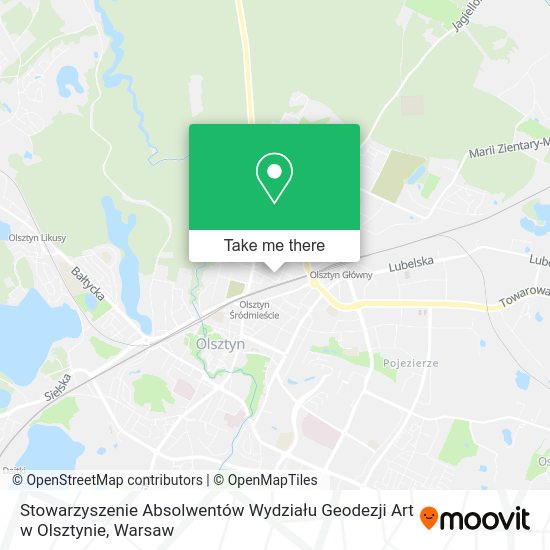 Stowarzyszenie Absolwentów Wydziału Geodezji Art w Olsztynie map