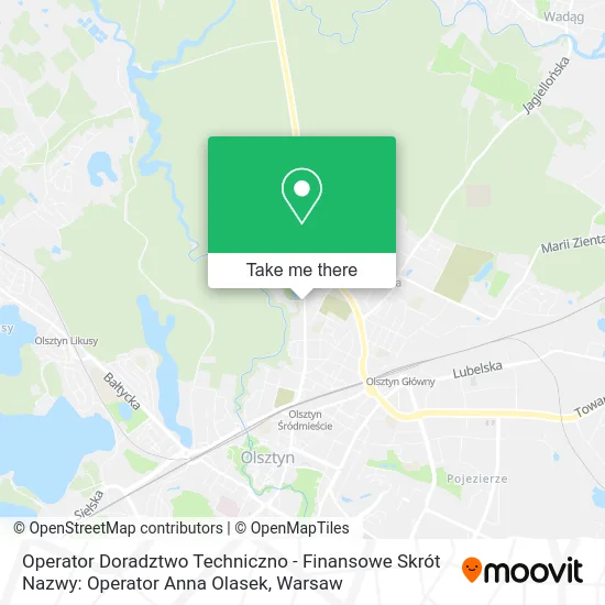 Карта Operator Doradztwo Techniczno - Finansowe Skrót Nazwy: Operator Anna Olasek