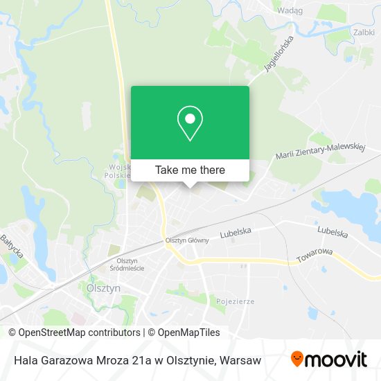 Hala Garazowa Mroza 21a w Olsztynie map