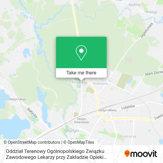 Карта Oddział Terenowy Ogólnopolskiego Związku Zawodowego Lekarzy przy Zakładzie Opieki Zdrowotnej Msw i