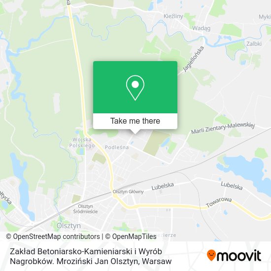 Zakład Betoniarsko-Kamieniarski i Wyrób Nagrobków. Mroziński Jan Olsztyn map