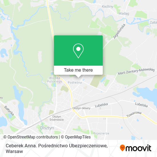 Ceberek Anna. Pośrednictwo Ubezpieczeniowe map