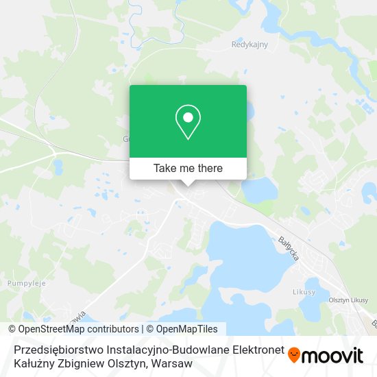 Przedsiębiorstwo Instalacyjno-Budowlane Elektronet Kałużny Zbigniew Olsztyn map