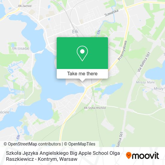 Карта Szkoła Języka Angielskiego Big Apple School Olga Raszkiewicz - Kontrym