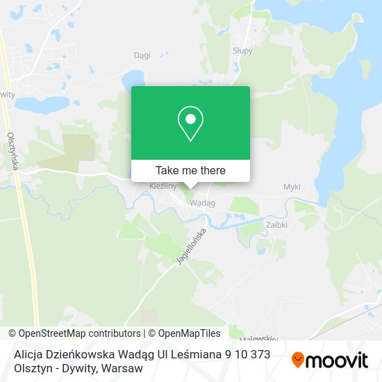 Alicja Dzieńkowska Wadąg Ul Leśmiana 9 10 373 Olsztyn - Dywity map