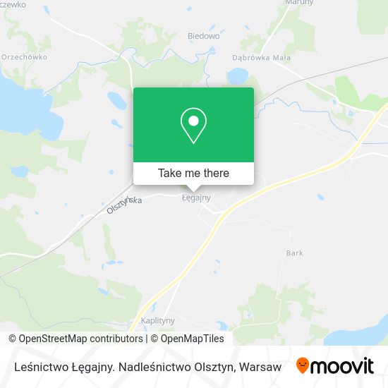 Leśnictwo Łęgajny. Nadleśnictwo Olsztyn map