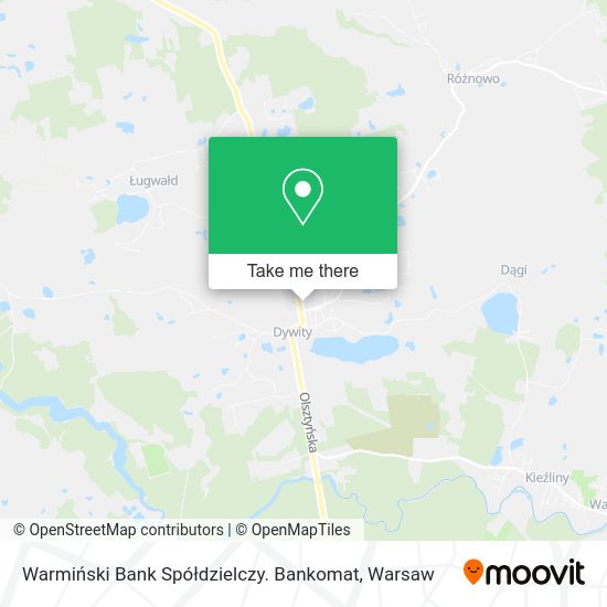 Warmiński Bank Spółdzielczy. Bankomat map