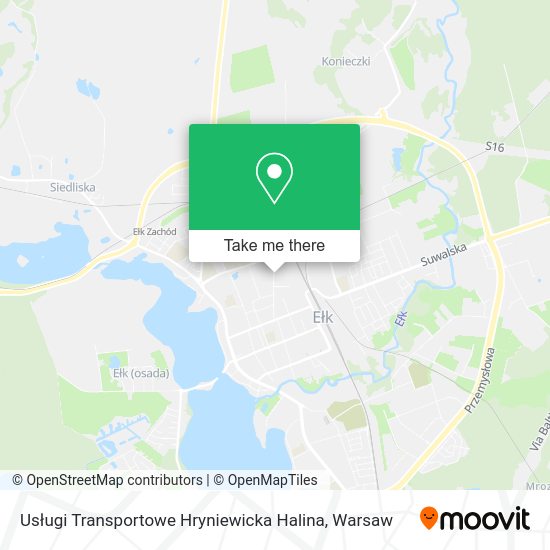 Карта Usługi Transportowe Hryniewicka Halina