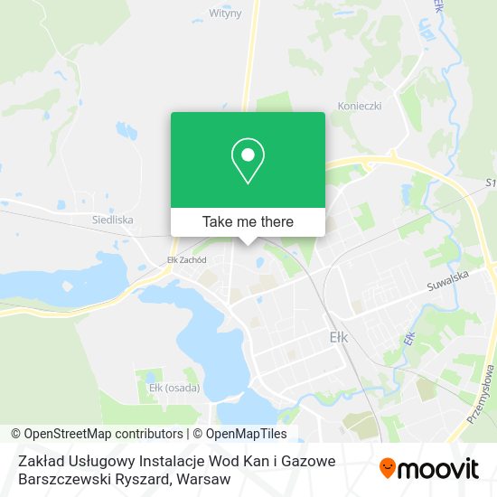 Zakład Usługowy Instalacje Wod Kan i Gazowe Barszczewski Ryszard map