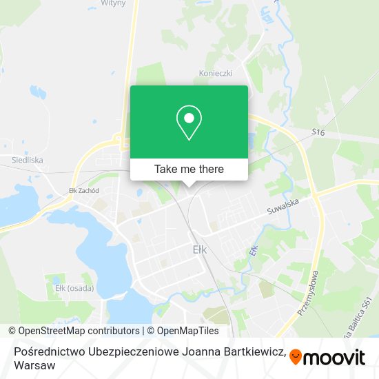 Pośrednictwo Ubezpieczeniowe Joanna Bartkiewicz map