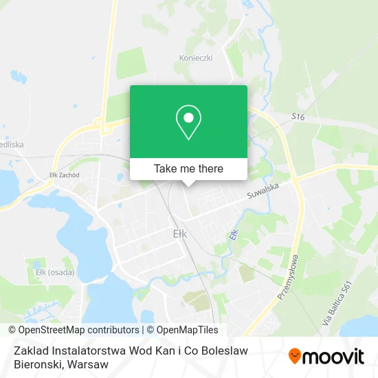 Карта Zaklad Instalatorstwa Wod Kan i Co Boleslaw Bieronski