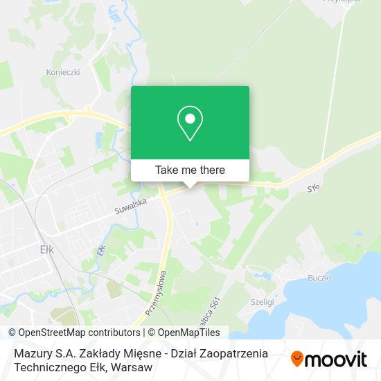 Карта Mazury S.A. Zakłady Mięsne - Dział Zaopatrzenia Technicznego Ełk