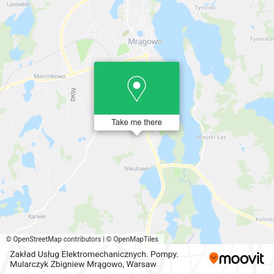 Zakład Usług Elektromechanicznych. Pompy. Mularczyk Zbigniew Mrągowo map