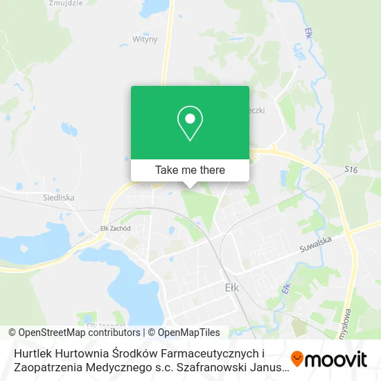Карта Hurtlek Hurtownia Środków Farmaceutycznych i Zaopatrzenia Medycznego s.c. Szafranowski Janusz Ełk