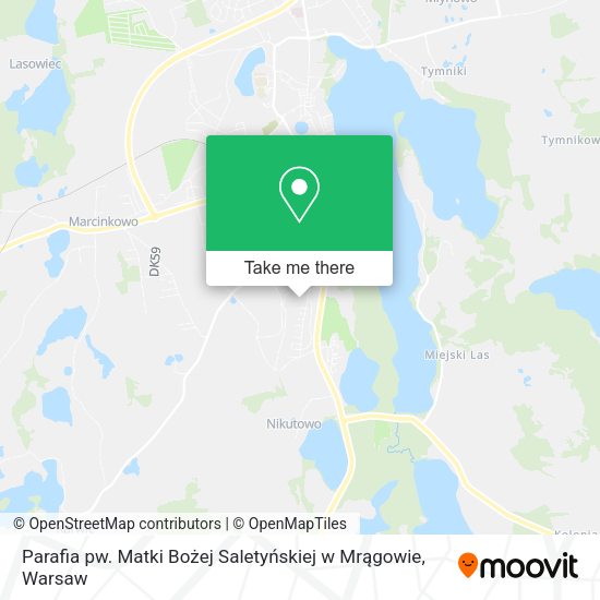 Parafia pw. Matki Bożej Saletyńskiej w Mrągowie map