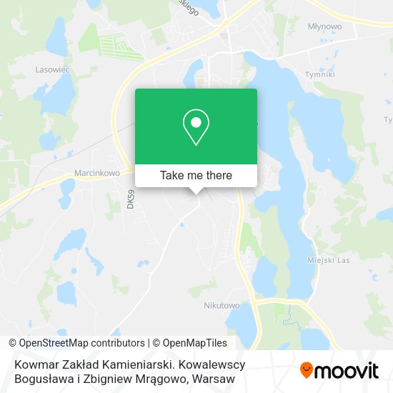 Kowmar Zakład Kamieniarski. Kowalewscy Bogusława i Zbigniew Mrągowo map