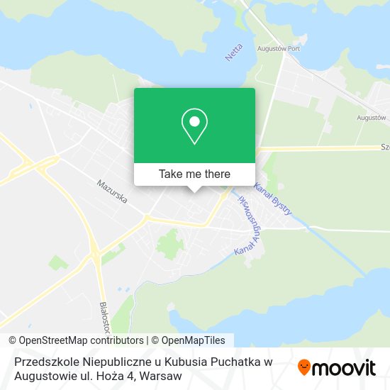 Карта Przedszkole Niepubliczne u Kubusia Puchatka w Augustowie ul. Hoża 4