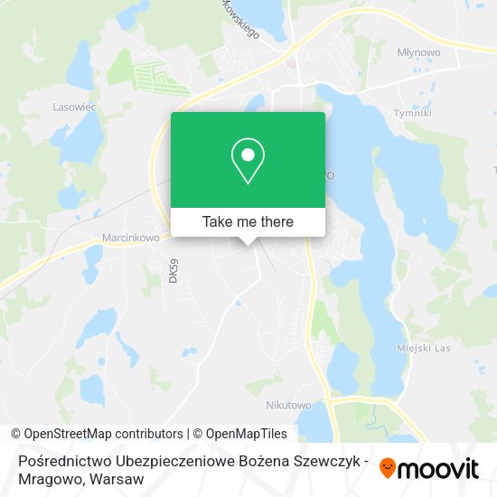 Pośrednictwo Ubezpieczeniowe Bożena Szewczyk - Mragowo map