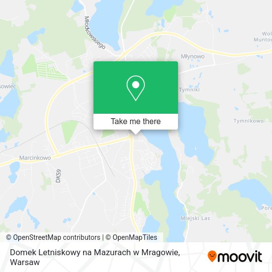 Domek Letniskowy na Mazurach w Mragowie map