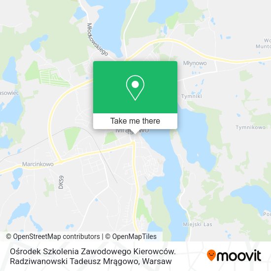 Ośrodek Szkolenia Zawodowego Kierowców. Radziwanowski Tadeusz Mrągowo map