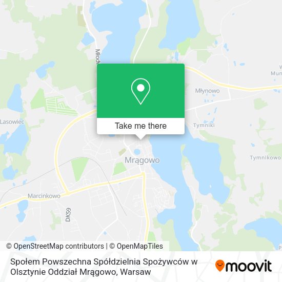 Społem Powszechna Spółdzielnia Spożywców w Olsztynie Oddział Mrągowo map