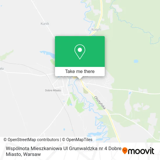 Карта Wspólnota Mieszkaniowa Ul Grunwaldzka nr 4 Dobre Miasto