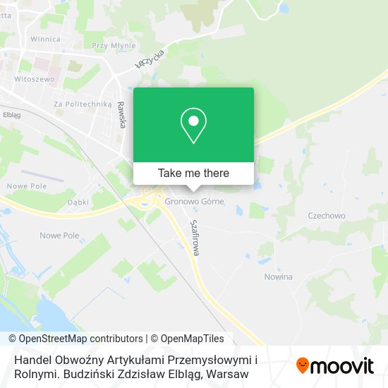 Handel Obwoźny Artykułami Przemysłowymi i Rolnymi. Budziński Zdzisław Elbląg map