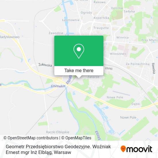 Geometr Przedsiębiorstwo Geodezyjne. Woźniak Ernest mgr Inż Elbląg map