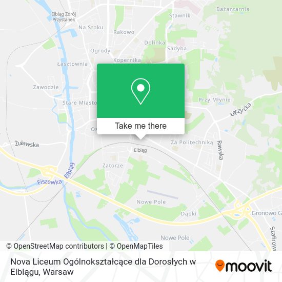 Nova Liceum Ogólnokształcące dla Dorosłych w Elblągu map