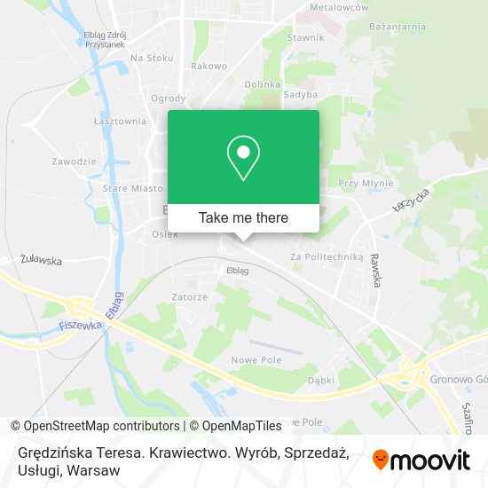 Grędzińska Teresa. Krawiectwo. Wyrób, Sprzedaż, Usługi map