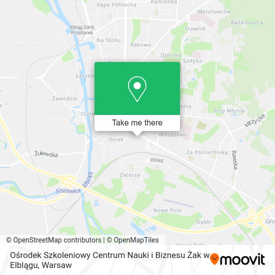 Ośrodek Szkoleniowy Centrum Nauki i Biznesu Żak w Elblągu map