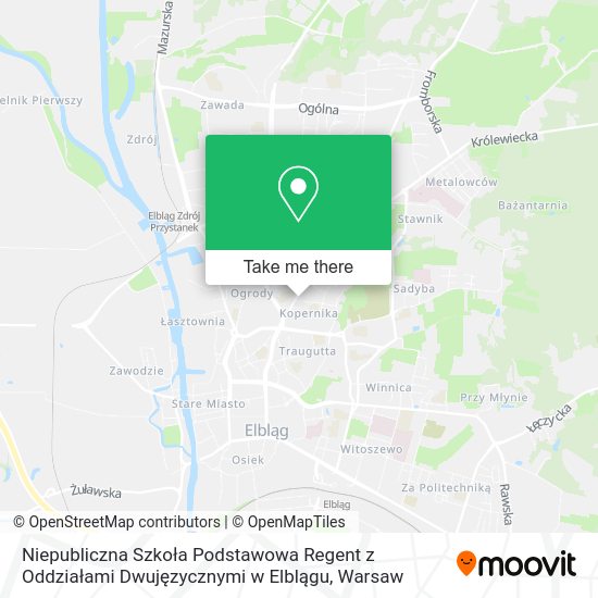 Niepubliczna Szkoła Podstawowa Regent z Oddziałami Dwujęzycznymi w Elblągu map