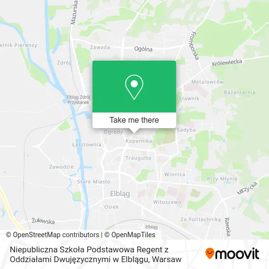 Niepubliczna Szkoła Podstawowa Regent z Oddziałami Dwujęzycznymi w Elblągu map